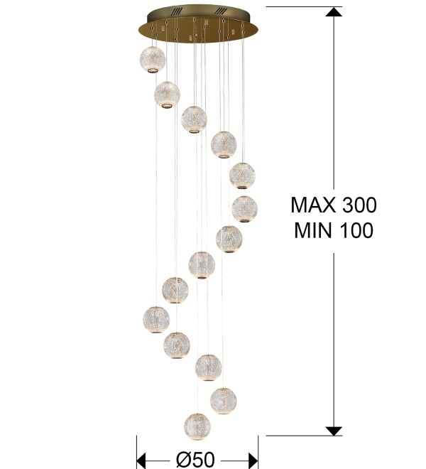 Люстра Austral LED 14L Ø50 золото
