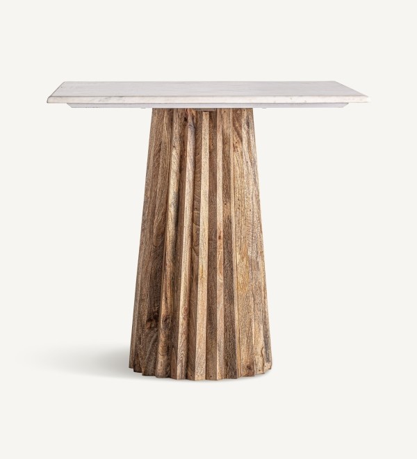 Квадратный барный стол Plisse WOOD белый