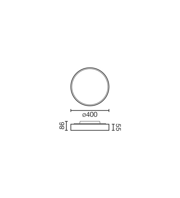 Потолочный светильник DOMIO Ш400 36W черный OPAL 3000K CRI80 CASAMBI