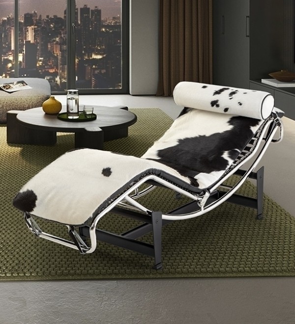 Leco Шезлонг из коровьей кожи черный/белый