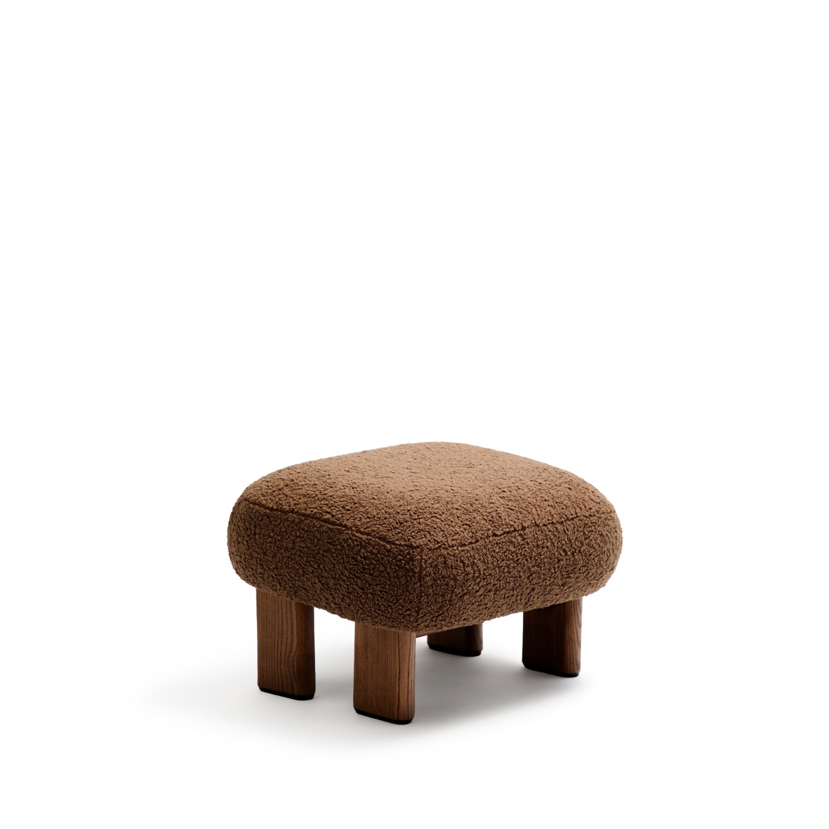 Пуф Cabana Taupe Boucle с ножками в отделке орех 65x55,4