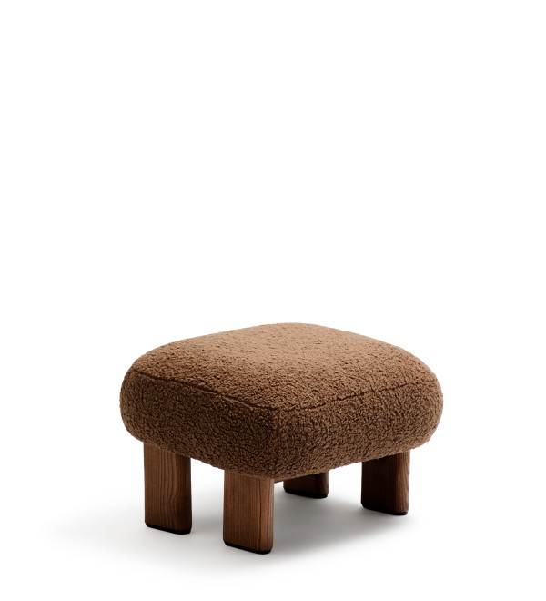 Пуф Cabana Taupe Boucle с ножками в отделке орех 65x55,4 