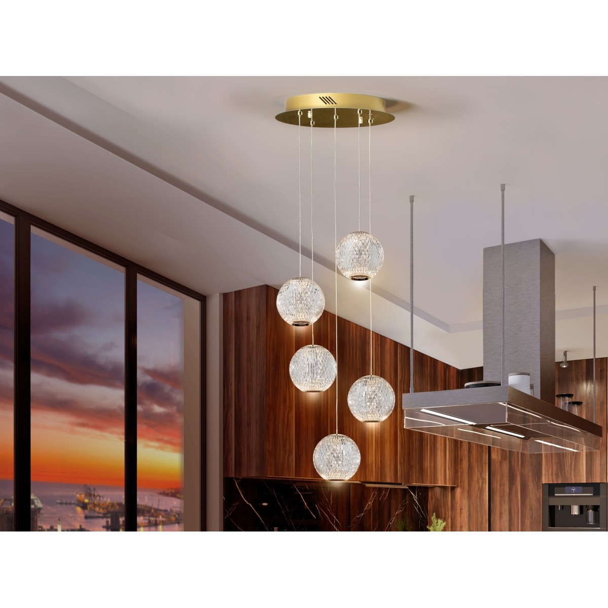 Люстра Austral LED 5L Ø32 золото