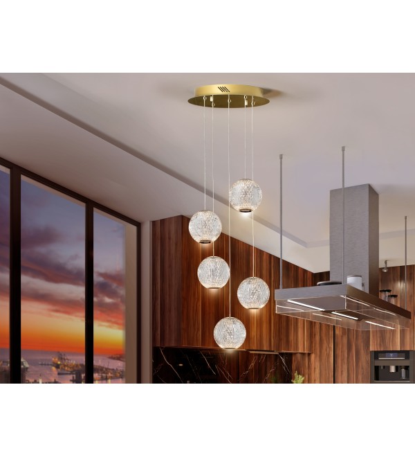 Люстра Austral LED 5L Ø32 золото