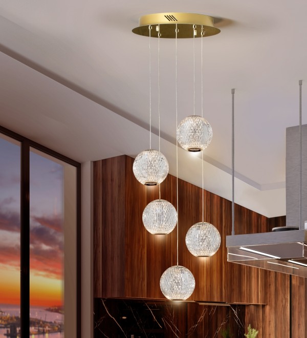Люстра Austral LED 5L Ø32 золото