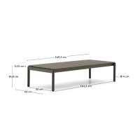 Журнальный столик Sorells из зеленого алюминия 63 x 149 см