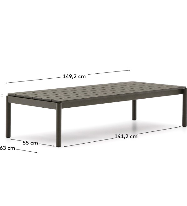 Журнальный столик Sorells из зеленого алюминия 63 x 149 см