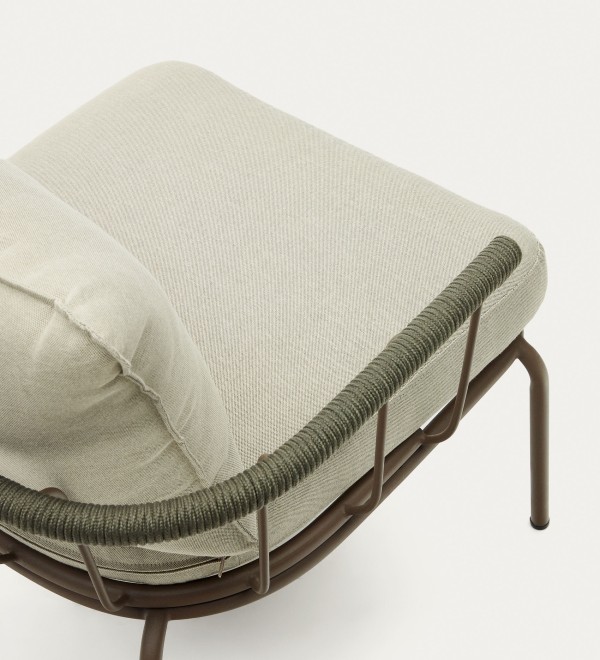 Salguer Кресло из зеленого шнура и стали с коричневой окраской