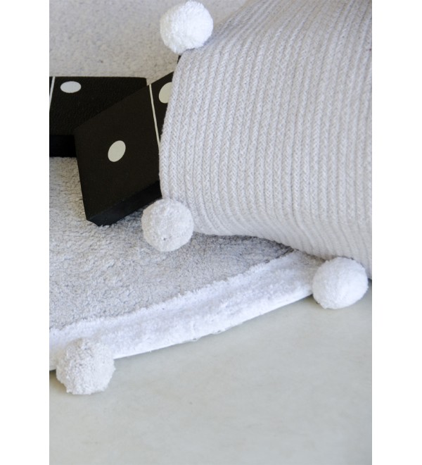 Корзина с помпонами серая 30*30*30