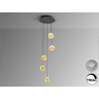 Люстра Zaria 5L черный/бронзовый/янтарный D25 DIM