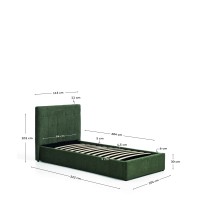 Кровать Darnela из шенилла цвета мха, для матраса 90 x 200 см