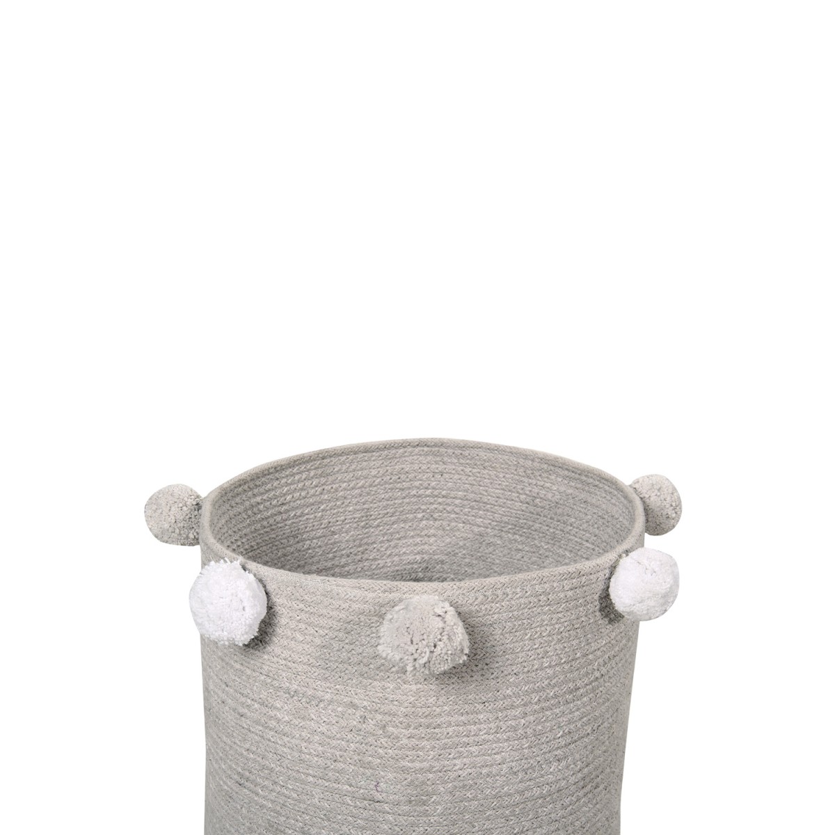 Корзина с помпонами серая 30*30*30