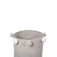 Корзина с помпонами серая 30*30*30