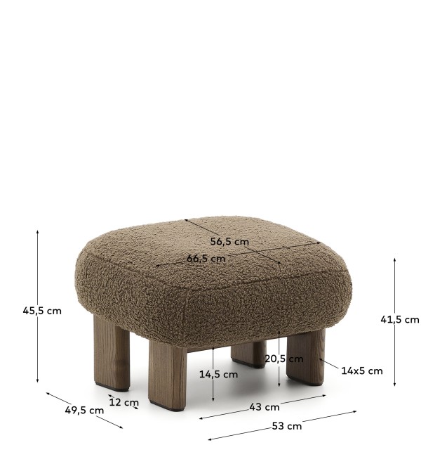Пуф Cabana Taupe Boucle с ножками в отделке орех 65x55,4 