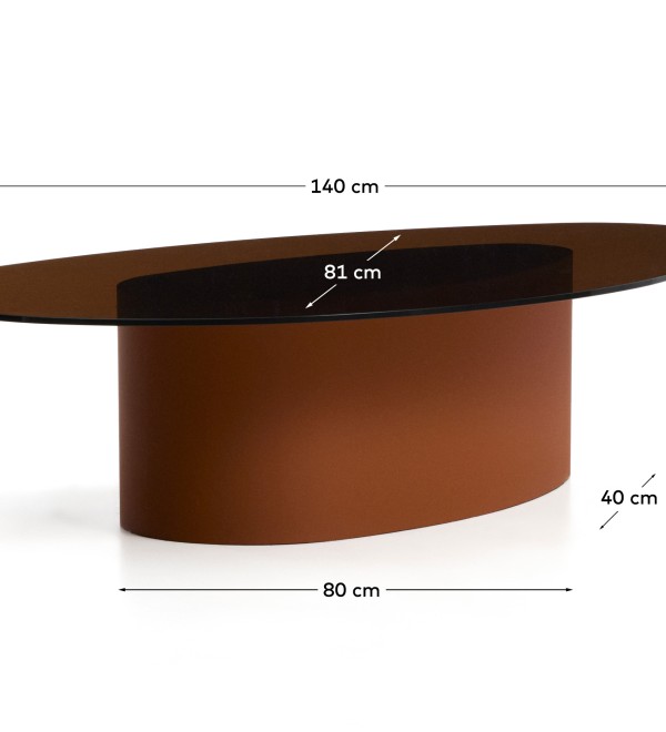 Журнальный столик Olir из коричневой стали и стекла 140 x 80 см
