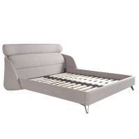 Кровать 7161/GC1725 из светло-серой ткани 180 x 200 см