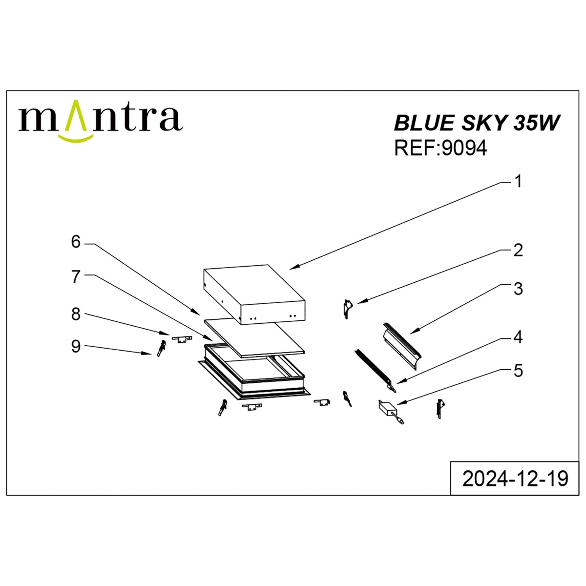 9094 Встраивамое светодиодное окно MANTRA BLUE SKY