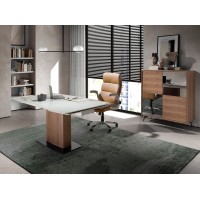 Вращающийся офисный стул 4141/MLM611396 из коричневой экокожи