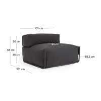 Пуф со спинкой Square темно-серого цвета для садового модульного дивана 101x101см