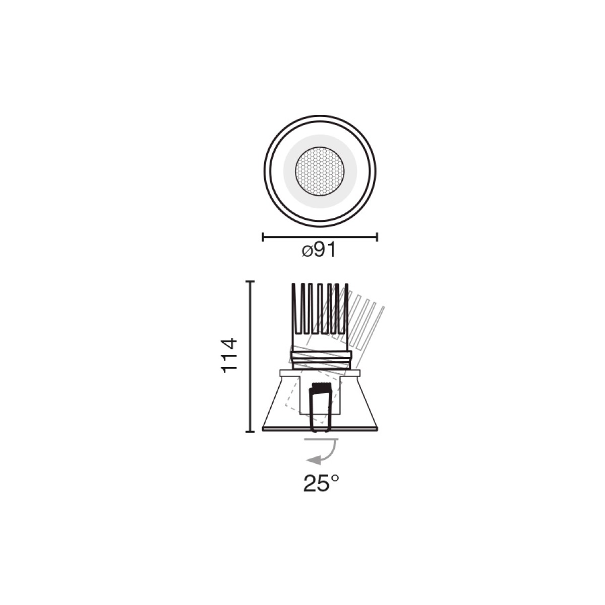 Встраиваемый светильник TULIPA черный 10W 2700K CRI90 24° DALI