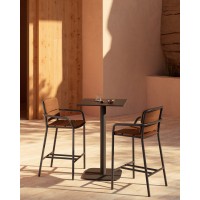 Высокий садовый столик Dina черный на черном металлическом основании 60 x 60 x 96 см