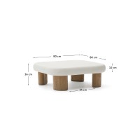 Журнальный столик Labra из цемента и акации 80 x 80 см