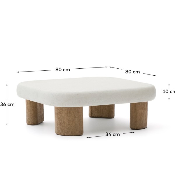 Журнальный столик Labra из цемента и акации 80 x 80 см