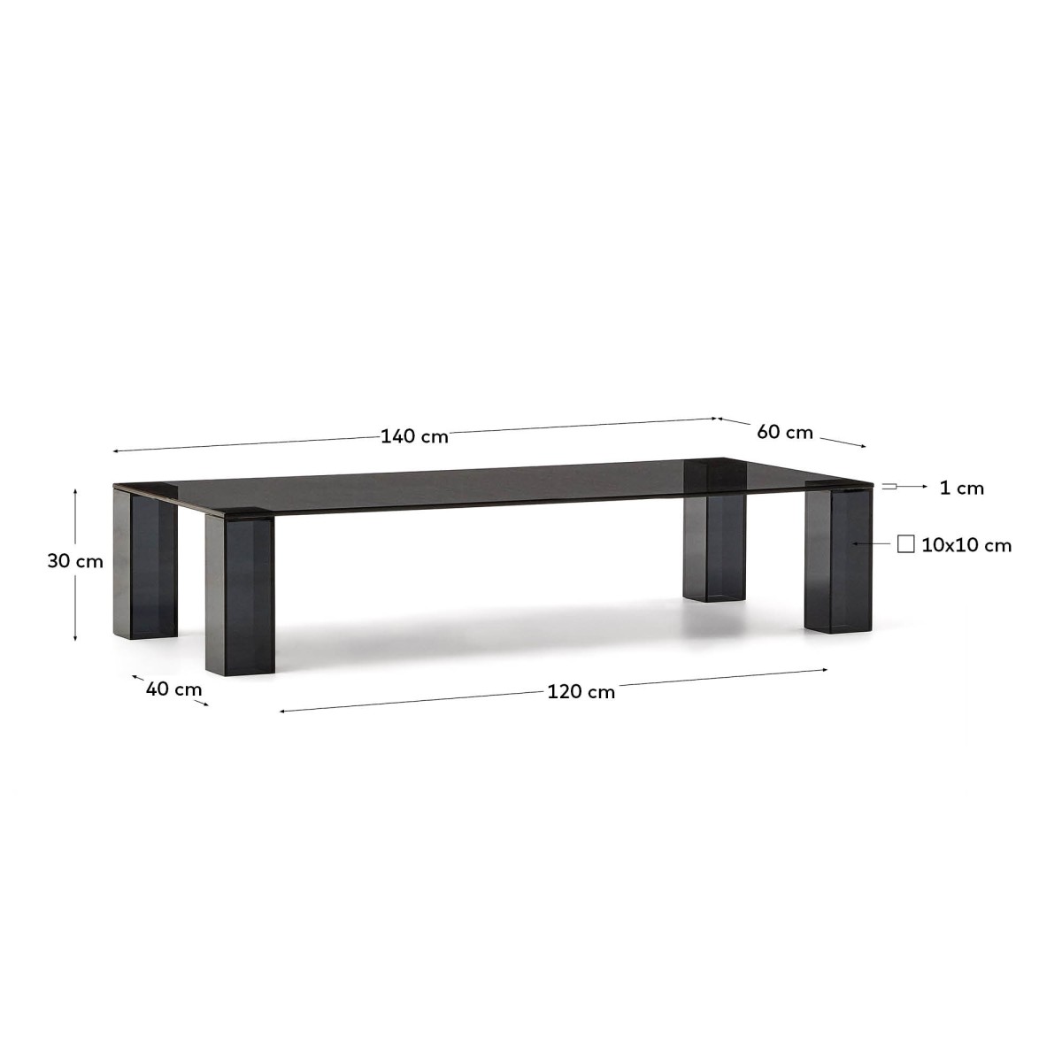 Журнальный столик Adularia из стекла темно-серого цвета 140 x 60