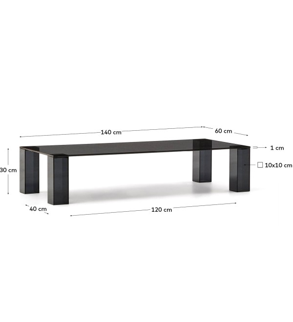 Журнальный столик Adularia из стекла темно-серого цвета 140 x 60