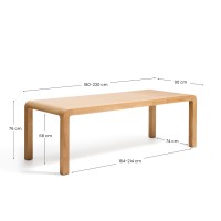 Раздвижной стол Erisia из массива дуба с натуральной отделкой, 180 (230) x 90 см