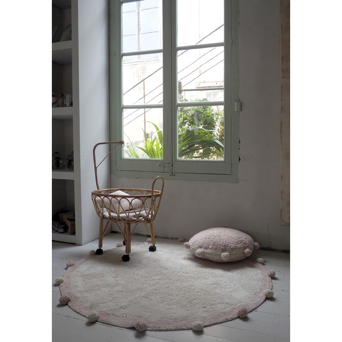 Ковер с помпонами винтажный нюдовый 120D