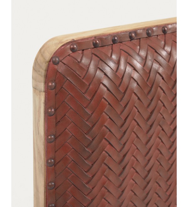Изголовье кровати Natesa из массива тика и кожи 163 x 60 см