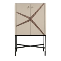 Высокий буфет 3280 из кожи, ореха и черной стали