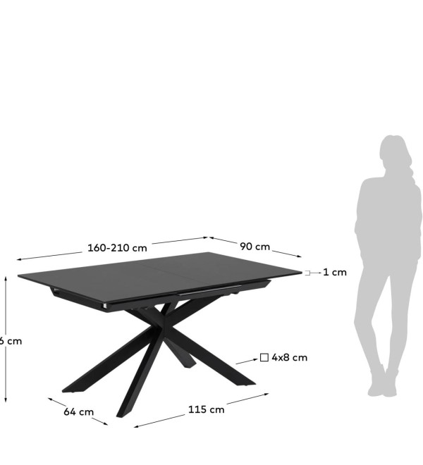 Стол раздвижной Atminda 160 (210) x 90 cm стекло