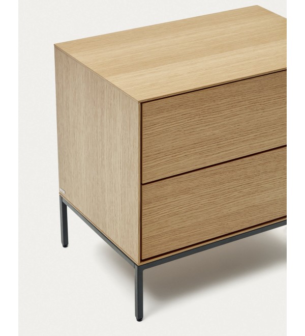 Vedrana Прикроватная тумба из дубового шпона со стальными ножками 60 x 55 см