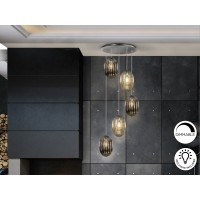 Подвесной светильник Ovila дымчатый/янтарный 5L