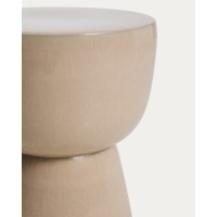 Уличный приставной столик Mesquida из керамики с глазурью цвета экрю 35 см