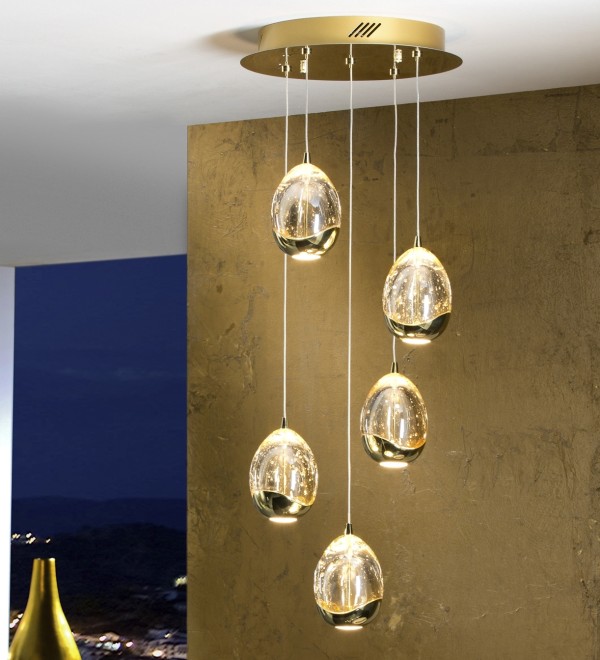 Подвесной светильник Rocio LED 5L Ø30 золотой
