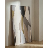 Абстрактный холст Marvilo серо-горчичного цвета 120 x 200 см