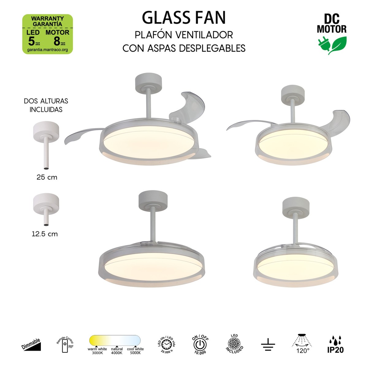 9527 Люстра потолочная-вентилятор GLASS FAN