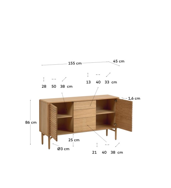 Сервант Lenon из древесины дуба 152 x 86 cm
