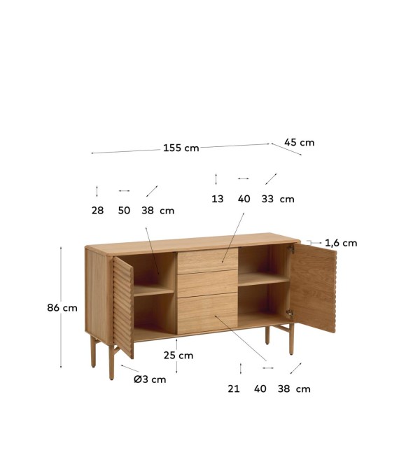 Сервант Lenon из древесины дуба 152 x 86 cm