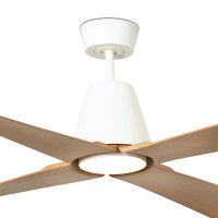 Вентилятор с освещением TYPHOON DC Ш1300MM белый / дерево 4Р IP44 19W 3000K