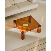 Журнальный столик Adularia из стекла коричневого цвета 85 x 85