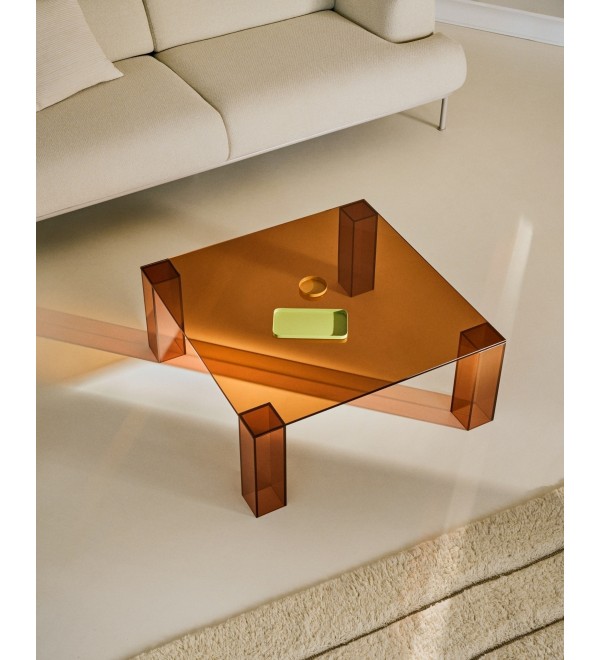 Журнальный столик Adularia из стекла коричневого цвета 85 x 85