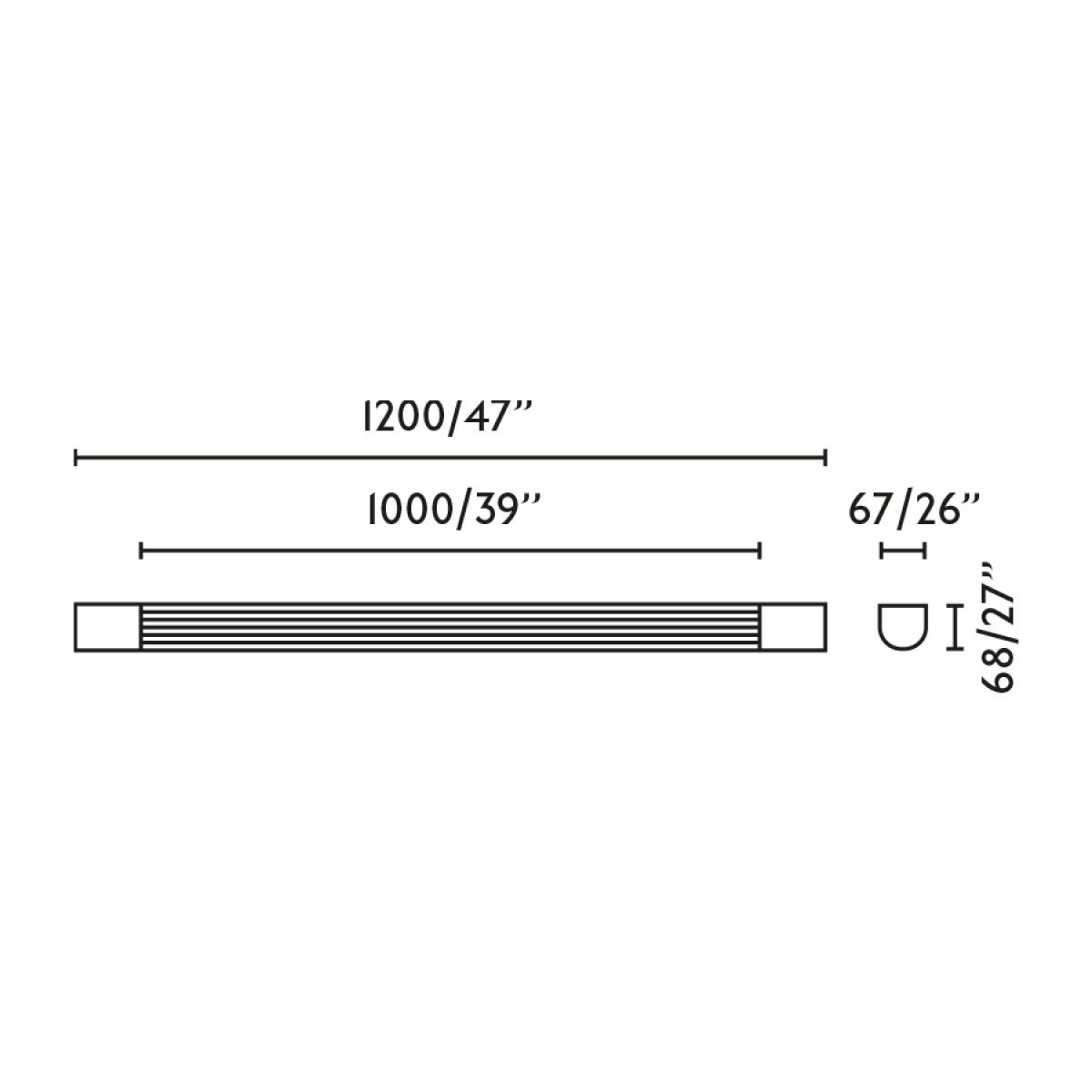 Бра KIVA 1200 черный LED 18W 2700K