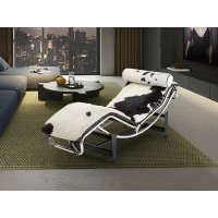 Leco Шезлонг из коровьей кожи черный/белый