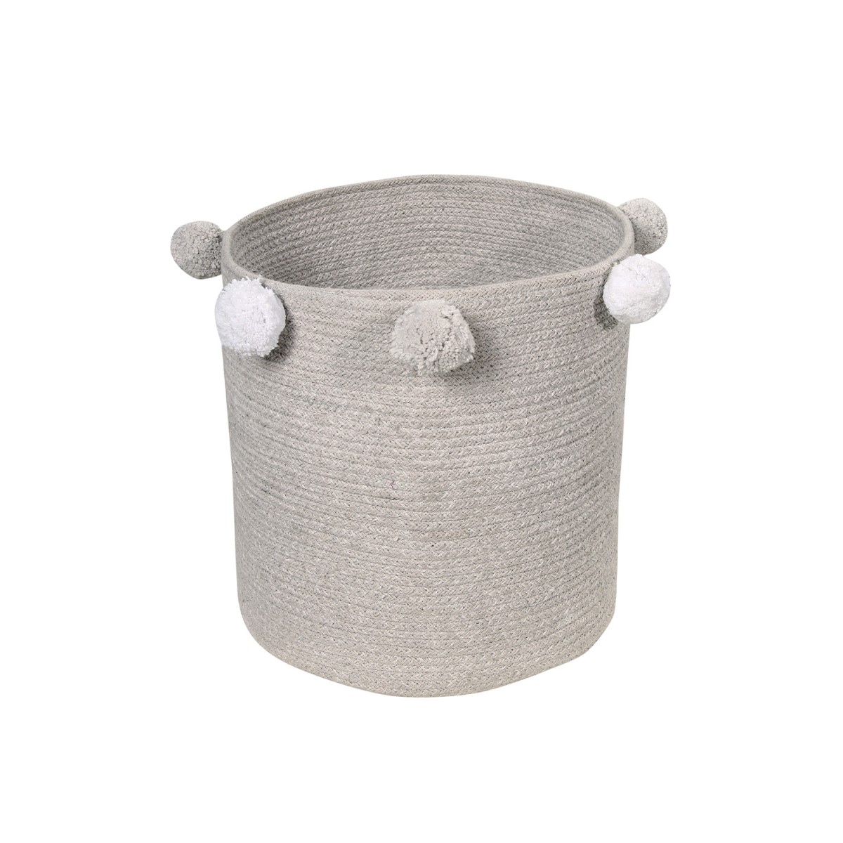 Корзина с помпонами серая 30*30*30