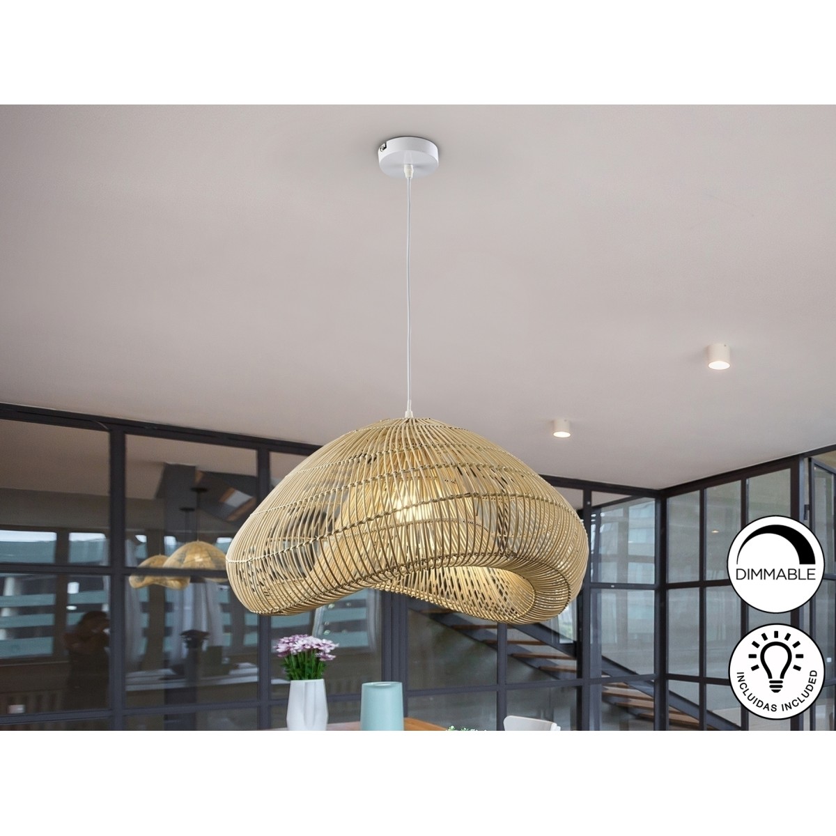 Подвесной светильник Sabah из натурального ротанга 55CM