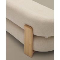 Двухместный диван Granite из бежевой синели и ясеня с натуральной отделкой, 155 см
